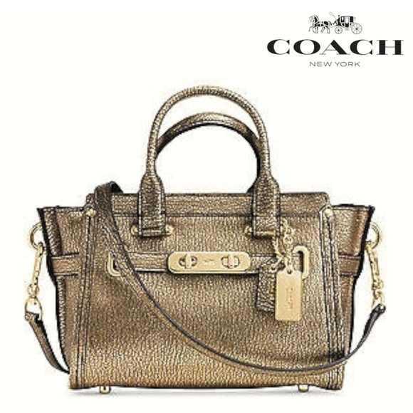 Coach Swagger Metallic Pebble Leather Crossbody Bag - Picture 2 of 9